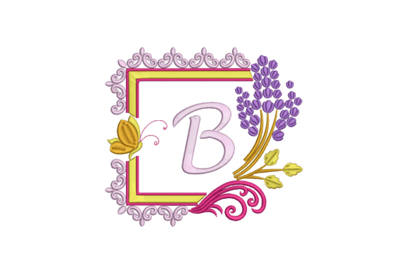 Reviewing Letter B with Butterfly and Flowers for Apparel